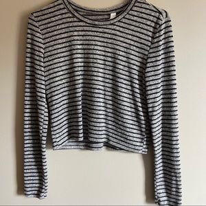 Super Cute Striped Cropped Long Sleeve Shirt